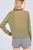 3/4 Roll Up Sleeve Ruffle Neck Contrast Tie Slub Gauze Woven Top