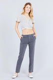 Short Sleeve V-neck W/surplice Tie Detail Multi Stripe Print Woven Top