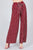 Stripe Print Waist Self Bow Tie Crepe Long Pants