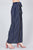 Stripe Print Waist Self Bow Tie Crepe Long Pants