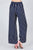 Stripe Print Waist Self Bow Tie Crepe Long Pants