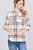 3/4 Roll Up Sleeve Front Pocket Detail Plaid Check Print Stretch Knit Shirts