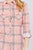 3/4 Roll Up Sleeve Front Pocket Detail Plaid Check Print Stretch Knit Shirts