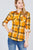 3/4 Roll Up Sleeve Front Pocket Detail Plaid Check Print Stretch Knit Shirts