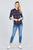 3/4 Roll Up Sleeve Front Pocket Detail Plaid Check Print Stretch Knit Shirts