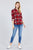 3/4 Roll Up Sleeve Front Pocket Detail Plaid Check Print Stretch Knit Shirts