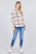3/4 Roll Up Sleeve Front Pocket Detail Plaid Check Print Stretch Knit Shirts