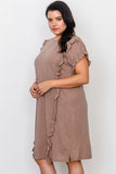 Plus Size Ruffle Front Midi Dress