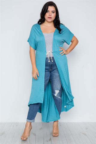 Plus Size Basic High Low Cardigan Cover Up