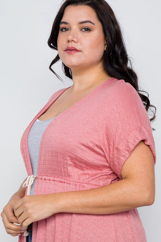 Plus Size Basic High Low Cardigan Cover Up