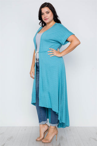 Plus Size Basic High Low Cardigan Cover Up