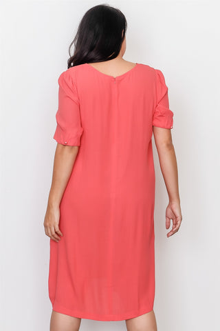Plus Size Coral Contemporary Midi Dress