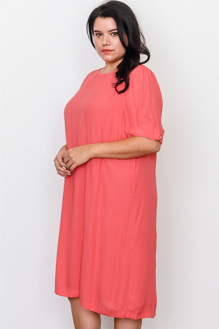 Plus Size Coral Contemporary Midi Dress