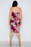 2-way Wear: Plus Size Floral Print Tube Midi Dress - Long Skirt