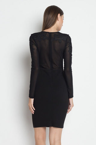 Long Sleeve Floral Mesh Dress