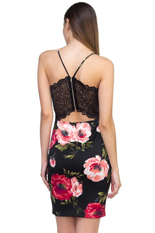 Lace Floral Mini Dress