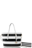 2in1 Modern Striped Shopper Bag With Matching Wallet