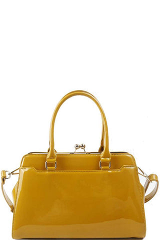 Designer Fashion Glossy Satchel With Long Strap