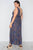 Plus Size Multi Navy Sleeveless Lace Up Maxi Boho Dress