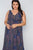 Plus Size Multi Navy Sleeveless Lace Up Maxi Boho Dress