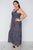 Plus Size Multi Navy Sleeveless Lace Up Maxi Boho Dress