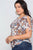 Plus Size Multi Self Tie Sleeves Floral Chiffon Top
