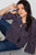 Plus Size Navy Multi Print Slit Self Tie Sleeves Top
