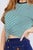 Short Crew Neck W/contrast Binding Front Tie Stripe Rayon Spandex Top