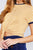 Short Crew Neck W/contrast Binding Front Tie Stripe Rayon Spandex Top