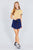 Short Crew Neck W/contrast Binding Front Tie Stripe Rayon Spandex Top