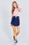 Short Crew Neck W/contrast Binding Front Tie Stripe Rayon Spandex Top