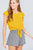 Ruffle Short Sleeve Front Tie Crinkle Gauze Woven Top