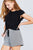 Ruffle Short Sleeve Front Tie Crinkle Gauze Woven Top
