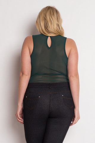 Floral Embroidery Mesh Bodysuit