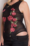 Floral Embroidery Mesh Bodysuit