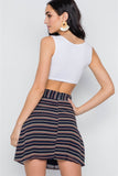 Stripe Button Down High Waist Retro Mini Skirt