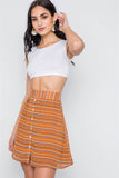 Stripe Button Down High Waist Retro Mini Skirt