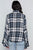 blue Plaid Button Down Bell Sleeve Top