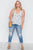 Plus Size Off White Floral Print Lace Up Top