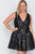 Plus Size Black Floral Lace Mini Skater Dress