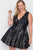Plus Size Black Floral Lace Mini Skater Dress