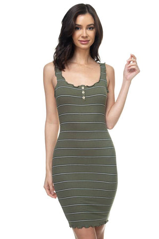 Stripe Bodycon Ribbed Dress
