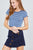 Short Sleeve Round Neck Lettuce Hem Stripe Jersey Cotton Spandex Top