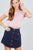 Short Sleeve Round Neck Lettuce Hem Stripe Jersey Cotton Spandex Top