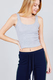 Double Scoop Neck Rib Tank Top