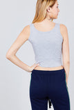 Double Scoop Neck Rib Tank Top