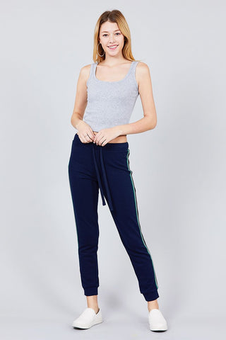 Double Scoop Neck Rib Tank Top