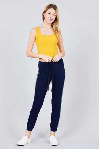Double Scoop Neck Rib Tank Top