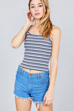 Multi Stripe Rib Cami Crop Top