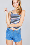 Multi Stripe Rib Cami Crop Top